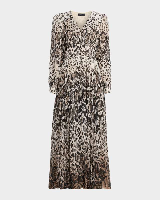 The Alba Metallic Animal-Print Silk Midi Dress